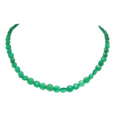 Beautiful Single Line Natural Green dark Onyx Beads Stones NECKLACE 19 inch